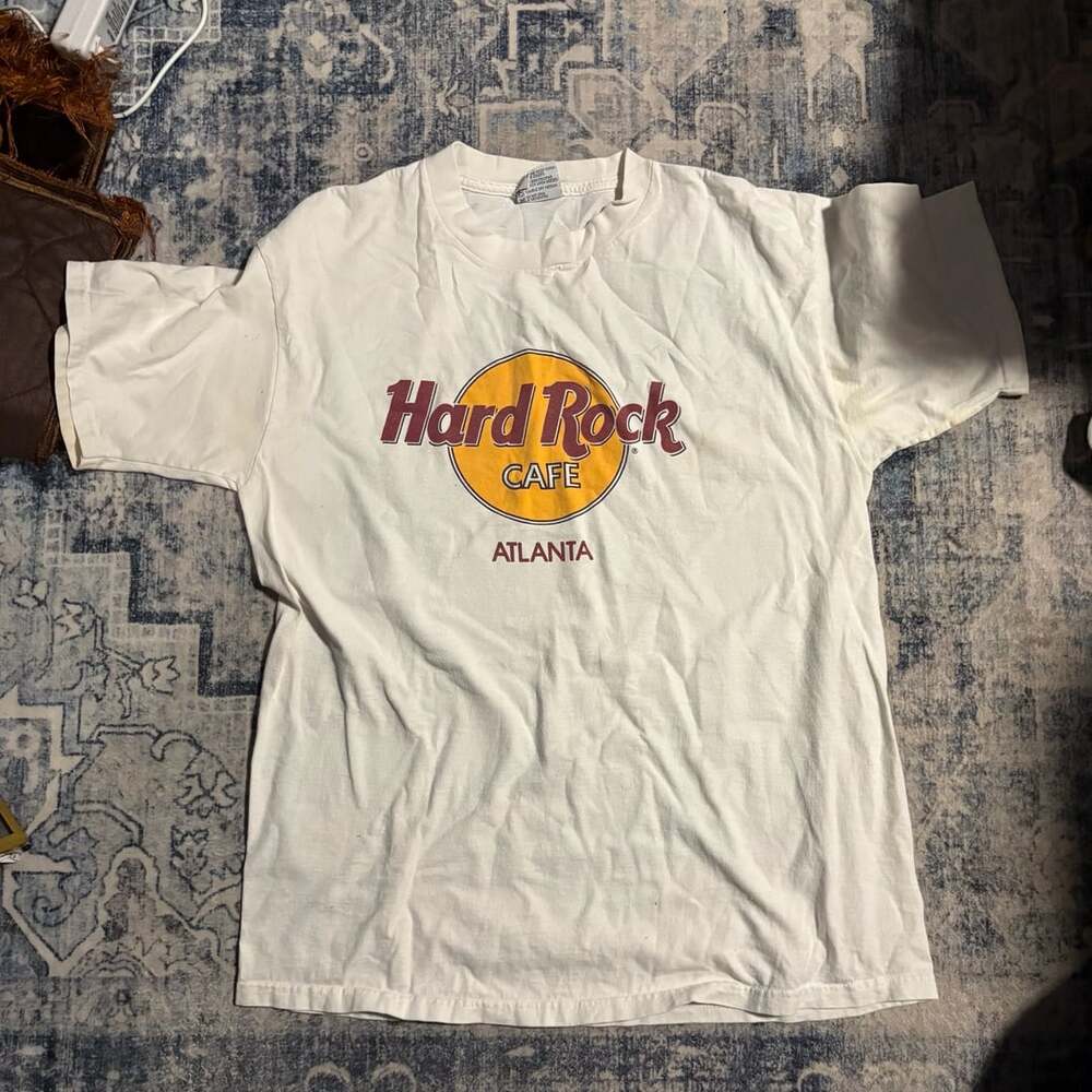 Vintage Hard Rock Cafe Atlanta White T-Shirt Made In USA Size L